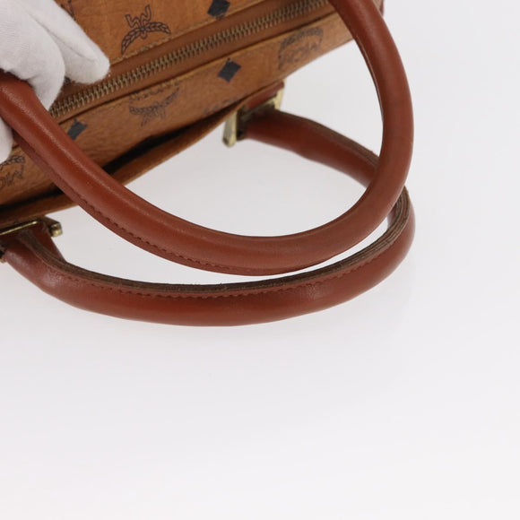 MCM Logogram Vicetos Hand Bag PVC Leather Brown Gold Auth BA8427