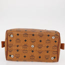 MCM Logogram Vicetos Hand Bag PVC Leather Brown Gold Auth BA8427-9