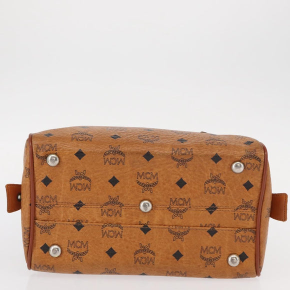 MCM Logogram Vicetos Hand Bag PVC Leather Brown Gold Auth BA8427