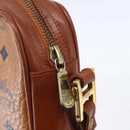 MCM Logogram Vicetos Shoulder Bag PVC Leather Brown Gold Auth BA8428-10