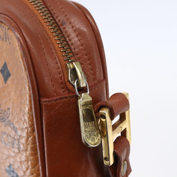 MCM Logogram Vicetos Shoulder Bag PVC Leather Brown Gold Auth BA8428