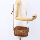 MCM Logogram Vicetos Shoulder Bag PVC Leather Brown Gold Auth BA8428-21