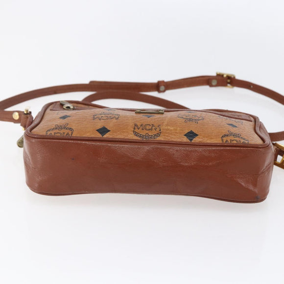 MCM Logogram Vicetos Shoulder Bag PVC Leather Brown Gold Auth BA8428