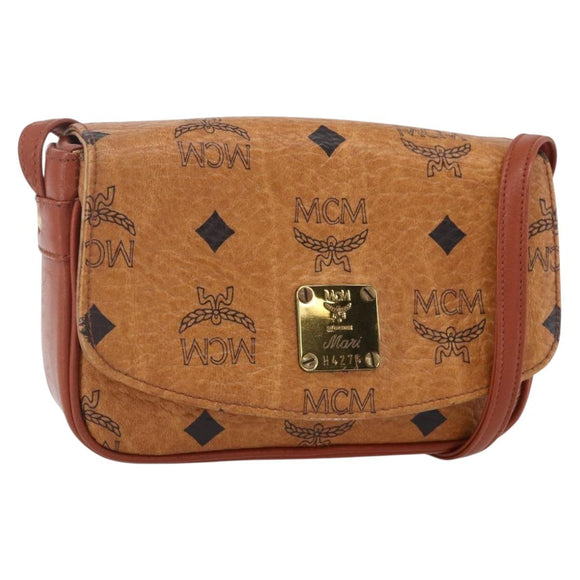 MCM Logogram Vicetos Shoulder Bag PVC Leather Brown Gold Auth BA8429