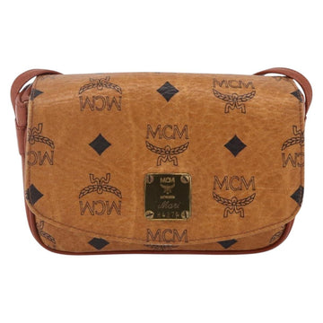 MCM Logogram Vicetos Shoulder Bag PVC Leather Brown Gold Auth BA8429 - 0