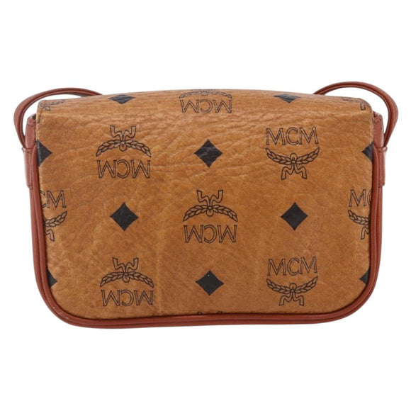MCM Logogram Vicetos Shoulder Bag PVC Leather Brown Gold Auth BA8429