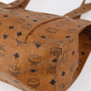 MCM Logogram Vicetos Tote Bag PVC Leather Brown Gold Auth BA8430-9