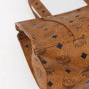 MCM Logogram Vicetos Tote Bag PVC Leather Brown Gold Auth BA8430-14