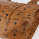 MCM Logogram Vicetos Tote Bag PVC Leather Brown Gold Auth BA8430-15