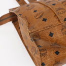 MCM Logogram Vicetos Tote Bag PVC Leather Brown Gold Auth BA8430-16