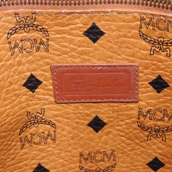 MCM Logogram Vicetos Tote Bag PVC Leather Brown Gold Auth BA8430