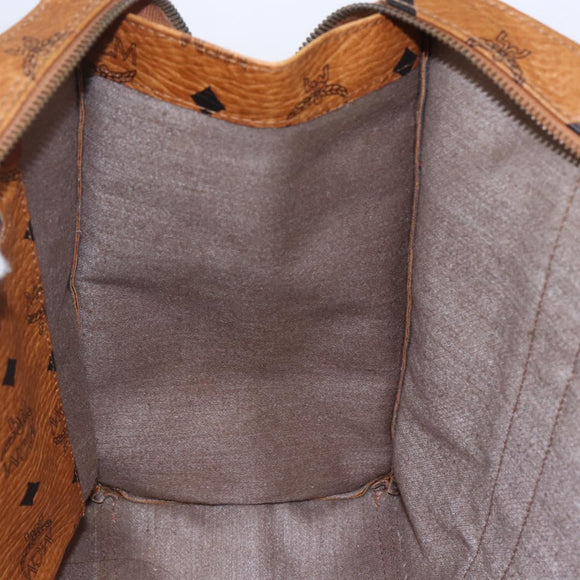 MCM Logogram Vicetos Tote Bag PVC Leather Brown Gold Auth BA8430