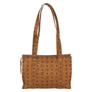 MCM Logogram Vicetos Tote Bag PVC Leather Brown Gold Auth BA8430-2