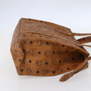 MCM Logogram Vicetos Tote Bag PVC Leather Brown Gold Auth BA8430-4