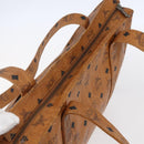 MCM Logogram Vicetos Tote Bag PVC Leather Brown Gold Auth BA8430-6