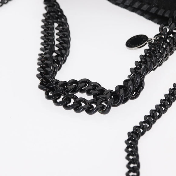 Stella MacCartney Chain Falabella Bag polyester Black Silver 371223 Auth BA8431