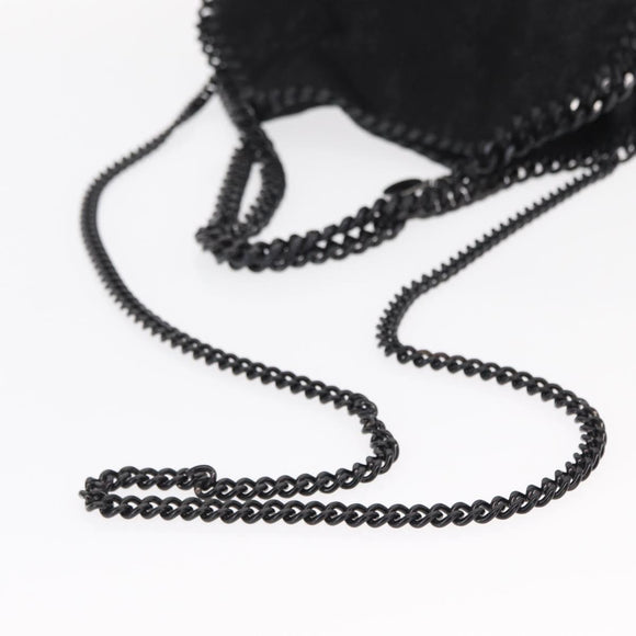 Stella MacCartney Chain Falabella Bag polyester Black Silver 371223 Auth BA8431