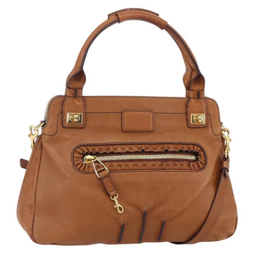 Chloe Margaret Hand Bag Leather 2way Brown Gold Auth BA8432