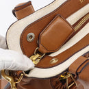 Chloe Margaret Hand Bag Leather 2way Brown Gold Auth BA8432-17