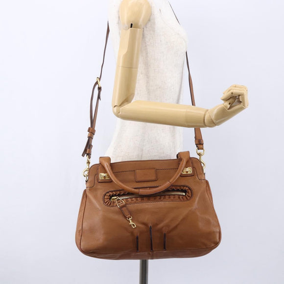 Chloe Margaret Hand Bag Leather 2way Brown Gold Auth BA8432