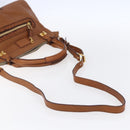 Chloe Margaret Hand Bag Leather 2way Brown Gold Auth BA8432-9