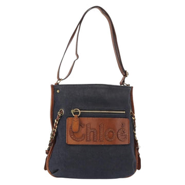 Chloe Shoulder Bag Denim Blue Gold Auth BA8433