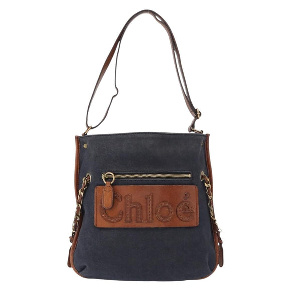 Chloe Shoulder Bag Denim Blue Gold Auth BA8433