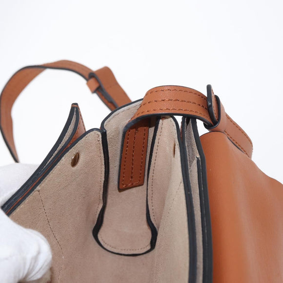 Chloe Fay Shoulder Bag Suede Leather Brown Gold Auth BA8434