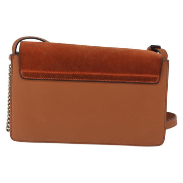 Chloe Fay Shoulder Bag Suede Leather Brown Gold Auth BA8434 - 0