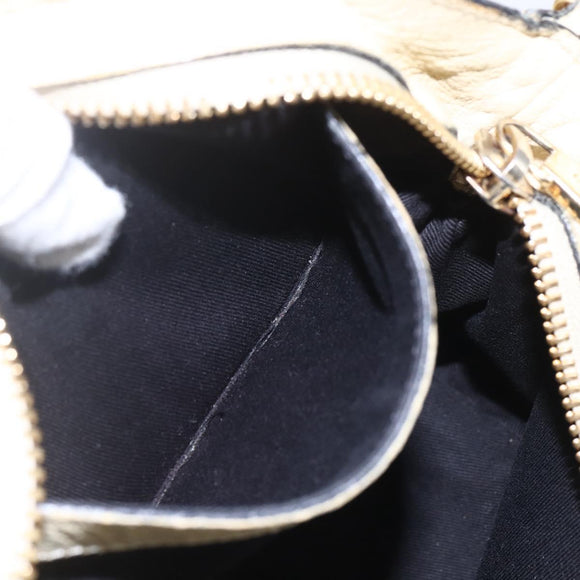 Chloe Etel Hand Bag Leather 2way White Gold Auth BA8435