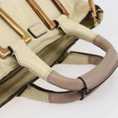 Chloe Etel Hand Bag Leather 2way White Gold Auth BA8435-7