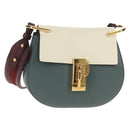 Chloe Chain Drew Shoulder Bag Leather Blue Gold Auth BA8436V-1