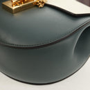 Chloe Chain Drew Shoulder Bag Leather Blue Gold Auth BA8436V-12