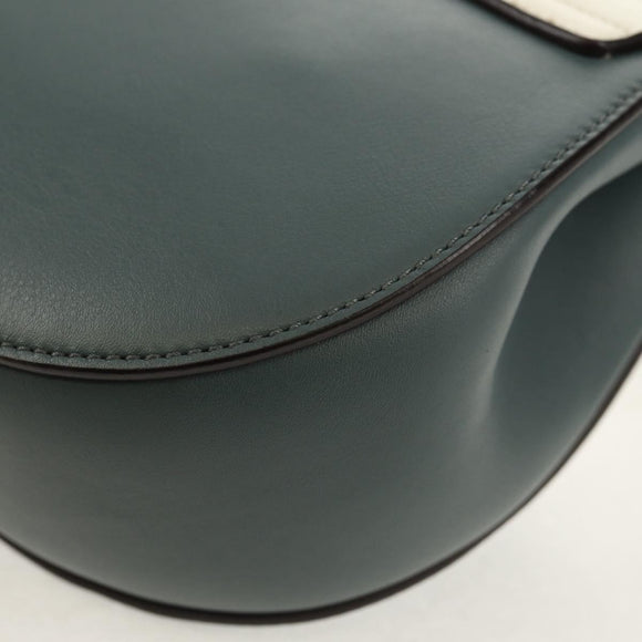 Chloe Chain Drew Shoulder Bag Leather Blue Gold Auth BA8436V