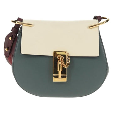 Chloe Chain Drew Shoulder Bag Leather Blue Gold Auth BA8436V - 0