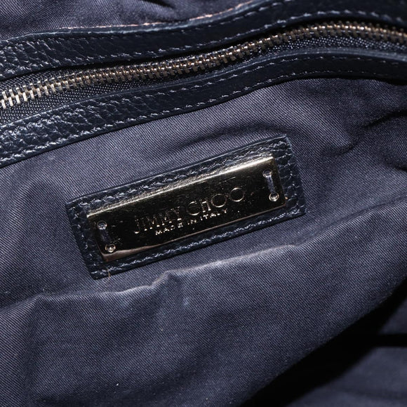 Jimmy Choo Studs Tote Bag Leather Black Gold Auth BA8437