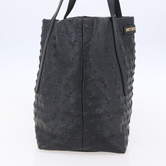 Jimmy Choo Studs Tote Bag Leather Black Gold Auth BA8437