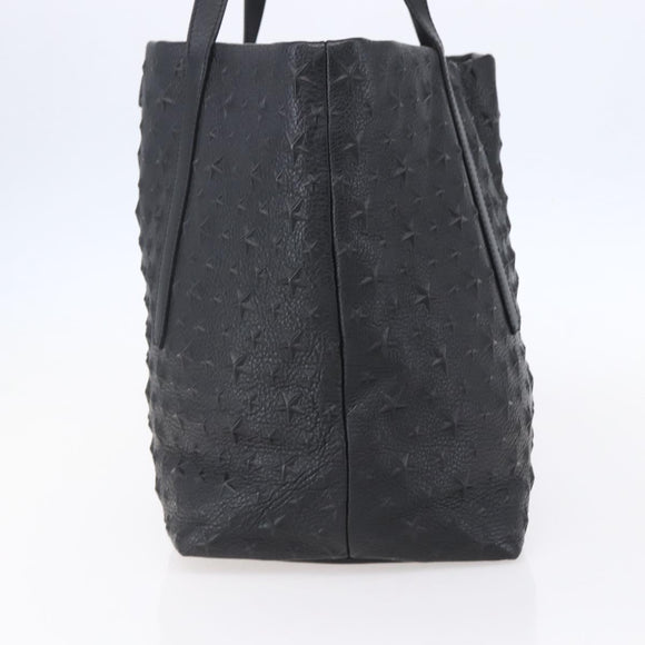 Jimmy Choo Studs Tote Bag Leather Black Gold Auth BA8437