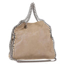 Stella MacCartney Chain Falabella Bag polyester Beige Silver 371223 Auth BA8438-1