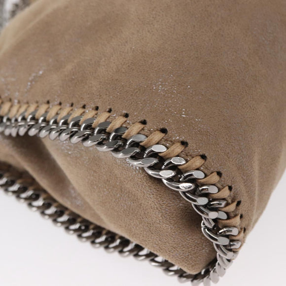 Stella MacCartney Chain Falabella Bag polyester Beige Silver 371223 Auth BA8438