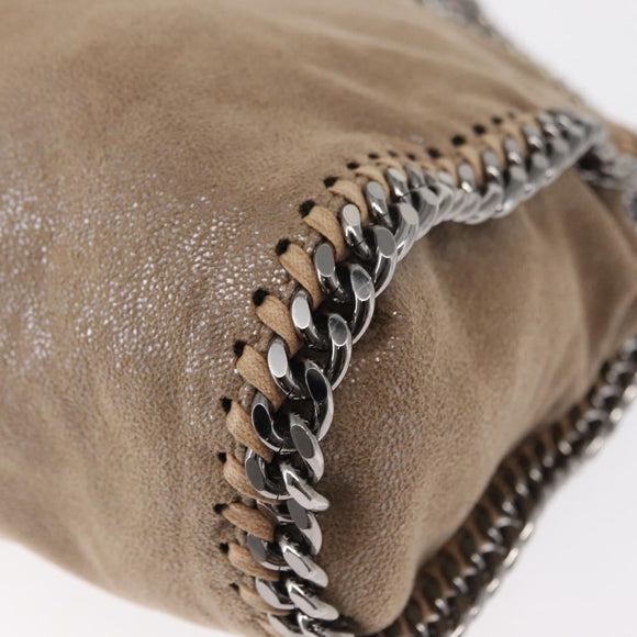 Stella MacCartney Chain Falabella Bag polyester Beige Silver 371223 Auth BA8438