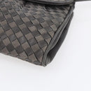 BALLY Shoulder Bag Leather Gray Gold Auth BA8439-10