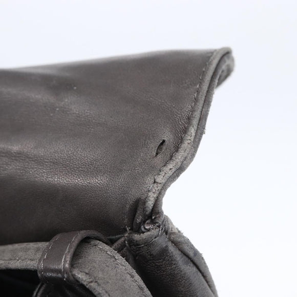 BALLY Shoulder Bag Leather Gray Gold Auth BA8439