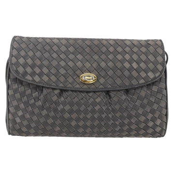 BALLY Shoulder Bag Leather Gray Gold Auth BA8439 - 0