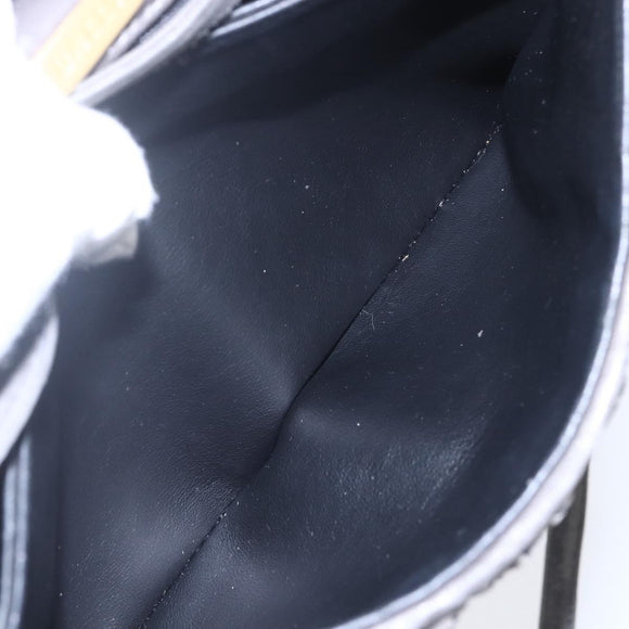 BALLY Shoulder Bag Leather Gray Gold Auth BA8439