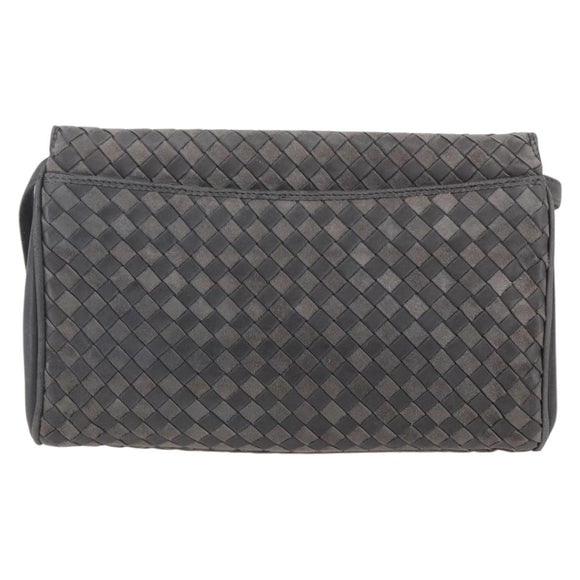 BALLY Shoulder Bag Leather Gray Gold Auth BA8439