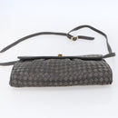 BALLY Shoulder Bag Leather Gray Gold Auth BA8439-9