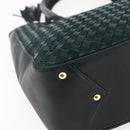 BALLY Hand Bag Leather Green Gold Auth BA8440-14