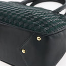 BALLY Hand Bag Leather Green Gold Auth BA8440-15