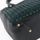 BALLY Hand Bag Leather Green Gold Auth BA8440-16